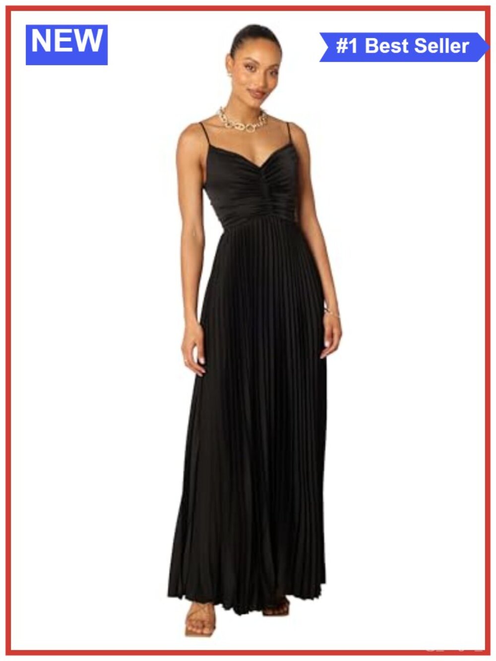 Pleated Satin Maxi Dress